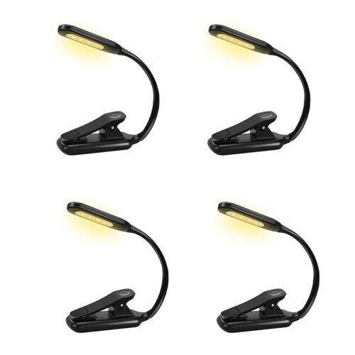 4X Book Light, Rechargeable Reading Light, 9 LED Book Light for Reading in Bed with 3 Brightness