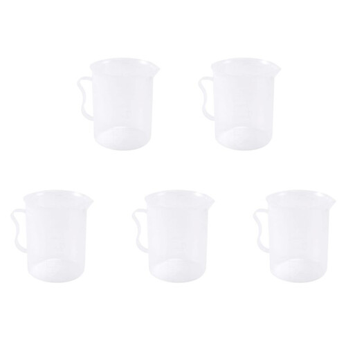 5X Measuring Jug 250mL Graduated Beaker Clear White Plastic Cup