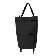 Shopping Trolley Bag with Wheels Foldable Grocery Cart Retractable Handle Compact Black