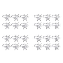 24 Pieces Snowflake Napkin Rings Christmas Snowflake Napkin Holder Rings for Christmas Holiday Table Decoration (Silver)