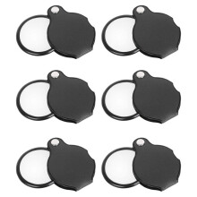 6st Opvouwbare Opvouwbare Zak Vergrootglas Vergrootglas Lens 3X Vergroting Opvouwbare Lederen Tas Vergrootglas