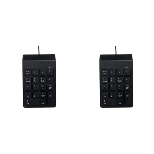 2X Wired Numeric Keyboard Keypad Number 18 Keys USB Cable for Laptop Work From Home