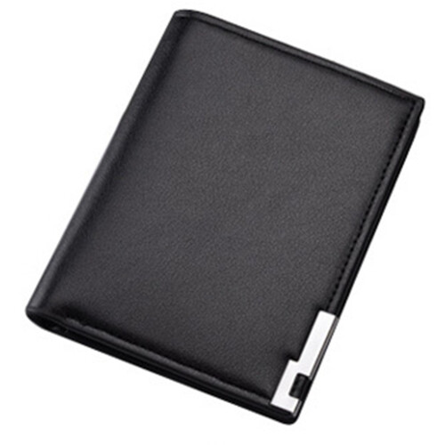 Men's Wallet Pu Leather Double Fold Men's Wallet Casual Close-Fitting Multi-Function Leather Bag Clutch Bag(Black)
