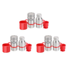 3Satz 1/2-Zoll-NPT-Hydraulikkupplung Kompaktlader--Flachgesichts-Schnellkupplungen mit 2 Staubkappen