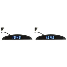 2X 3-in-1 Car 12V Digital LED Voltmeter Voltage Temperature Watch Thermometer,