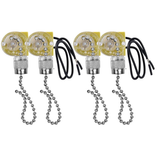 Ceiling Fan Light  Zing Ear ZE-109 Two-Wire Light  with Pull Cords for Ceiling Light Fans Lamps 4Pcs Silver 1