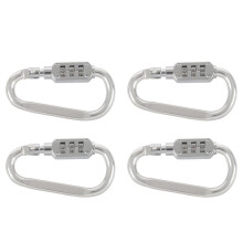 4X with Combination Padlock 3 Digits Numbers Padlock Carabiners Silver