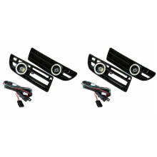 2Pair Fog Lights Angel Eyes Lamp Front Bumper Grille Grill Cover with Wire Kit for Bora MK4 1999-2004