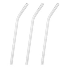3X 7.08 Inch 8mm Reusable Bend Glass Drinking Thick Straws Wedding Party Transparent