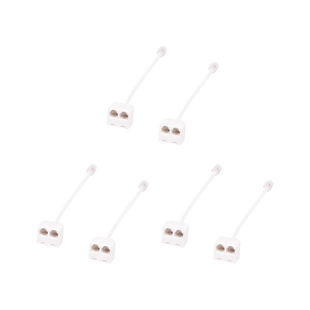 6Pcs 6P4c Rj11 Dual Female To Male Telephone Cable Splitter Adapter 4714124252271