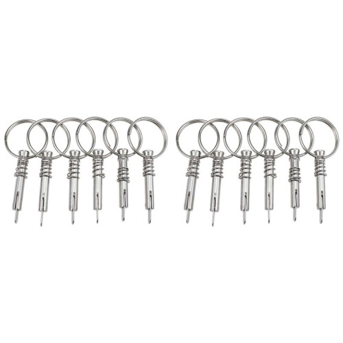 12Pcs Quick Release Pin Boat Bimini Top Pins 1/4 Inch Diameter with Drop Cam & Spring, Marine Hardware with Pull Ring