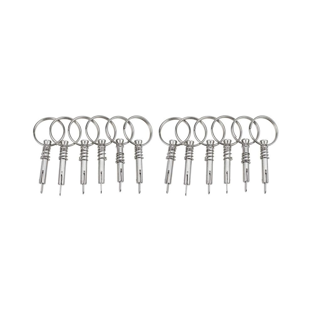 12Pcs Quick Release Pin Boat Bimini Top Pins 1/4 Inch Diameter With Drop Cam & Spring, Marine Hardware With Pull Ring 4713199166018