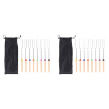 2X Marshmallow Roasting Sticks BBQ Fork Telescoping for Sausage Hot Dog Smores Skewers Fire Pit Campfire Camping Stove B