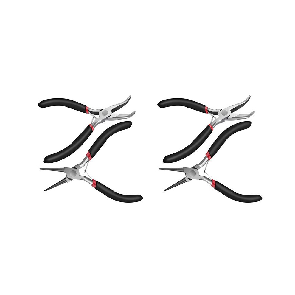 4Pack Bent Chain Nose Pliers And Round Nose Pliers For Crafting And Repair, Jewelry Making Supplies 4712566644456