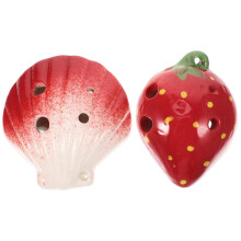 Ceramic Ocarina Set with Cute Strawberry Design, Six Hole BeginnerFriendly Musical Instrument