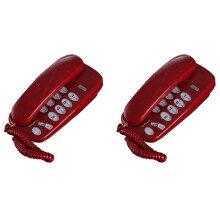 2X KXT-580 Button Corded Phone Wall-Mounted Telephones Machine Support Wall Mount or Desk Phone Red