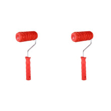 2X Rouleau de Peinture de 6 Pouces avec PoignéE en Caoutchouc Motif Bois Outil de Moletage de Grain pour DéCoration Murale Rouge