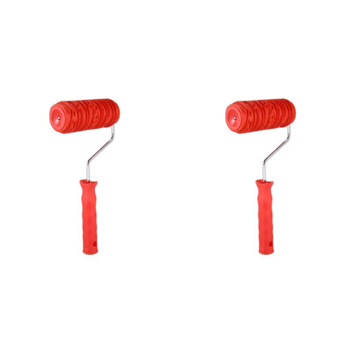 2X Rolo de Pintura de 6 Polegadas com Cabo de Borracha PadrãO de Madeira GranulaçãO Ferramenta para DecoraçãO de Parede Vermelho