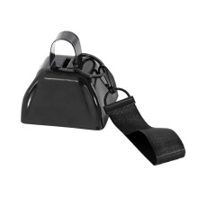 Black Handheld Cowbell with Wrist Strap, Loud Durable Iron Noisemaker for Sports and Events