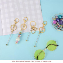 16Pcs Beadable Keychain Bars Beadable Blanks DIY Bead Bar Keychain Kit DIY Keychain Accessories for Women Men DIY B