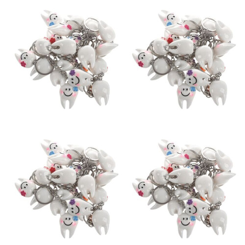 80 Pcs Keychain Key Ring Hang Tooth Shape Cute Dental Gift