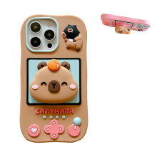 Cute 3D Cartoon Capybara Case for iPhone 11, Soft Silicone Shockproof Cover with Lanyard for Girls