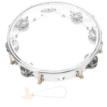 Tambourine 10 Inch Double Row Transparent Hand Tambourine with Bright Jingle Sound and Adjustable Tension