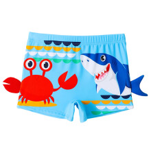 Cartoon Boy Swimming Trunks Adjustable Waistband-lake blue 3XL