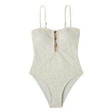Stylish Women's Conjoined Bathing Suit Feature High Cut-White L