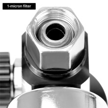 Regulator Sprężarki Powietrza i Separator Wody z Manometrem 140 PSI - Filtr 1 Mikron, 1/4 Cala NPT, Zawór Spustowy z Przyciskiem