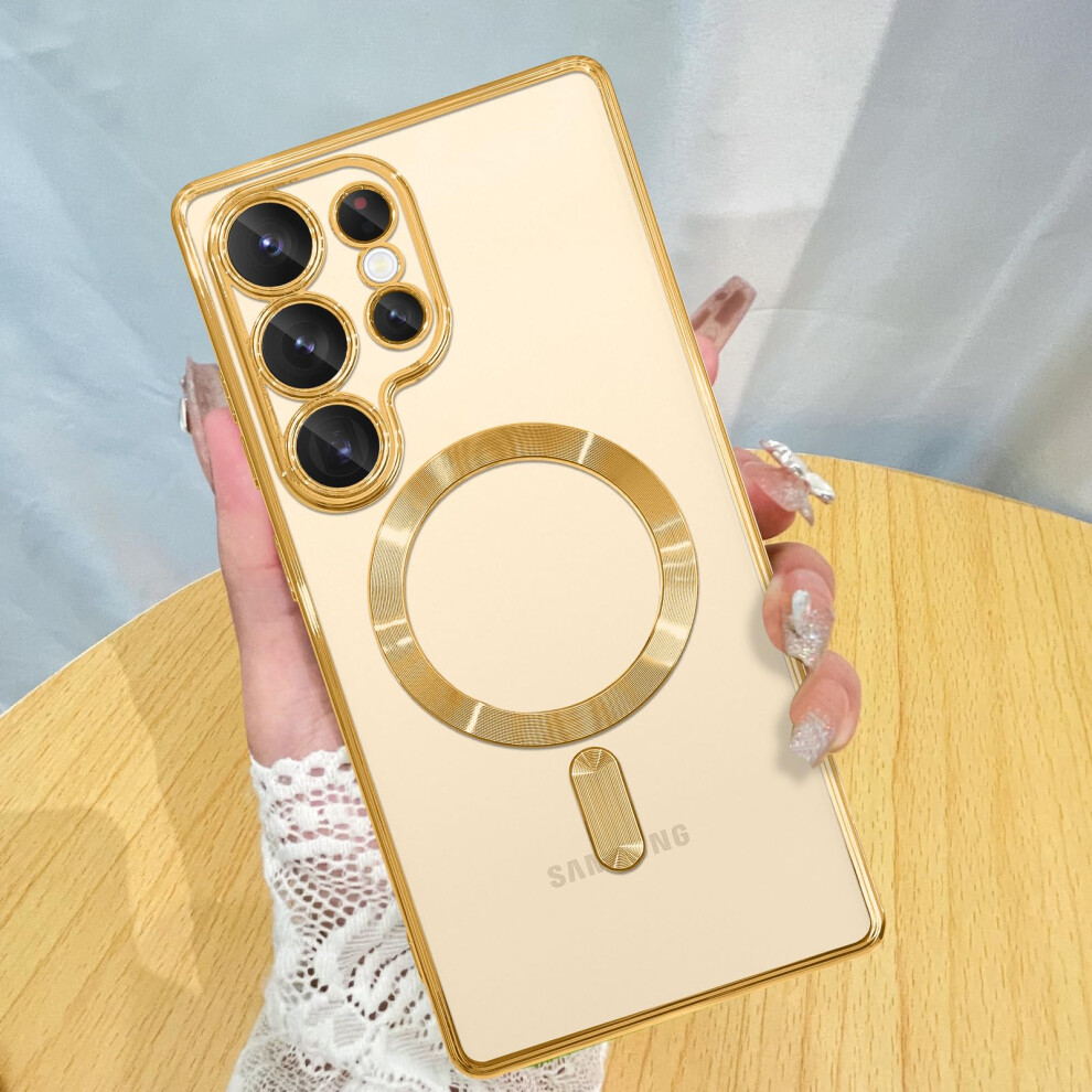 Case For Samsung Galaxy S25 Ultra Magnetic Clear Shockproof Slim Cover With Full Camera Protection Antiyellowing Tpu Compatible With Magsafe Gold 9771547558415