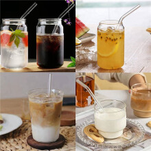 48PCS Reusable Clear Glass Straws Shatter Resistant Glass Drinking Straw 24 Straight and 24 Bent with 16 Brushes