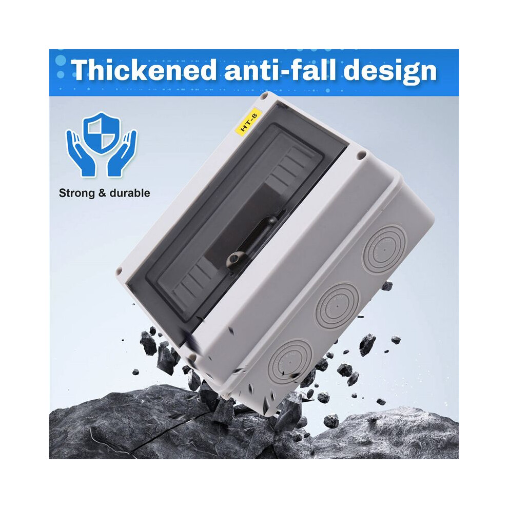 Ht-8 Way Ip65 Mcb Breaker Box Distribution Protection Box Power Electronic Din Rail Enclosure For Circuit Breaker 4713546467607