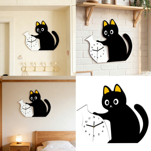 Vase Cats Wall Clock Modern Decorative Wall Clocks Battery 1