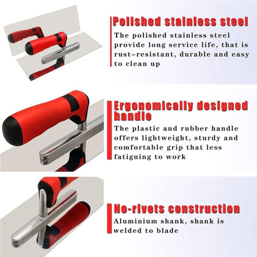 Concrete Tool Set 3 Piece Stainless Steel Flat Handle Spade Cement Kit Masonry Building  Kit 1