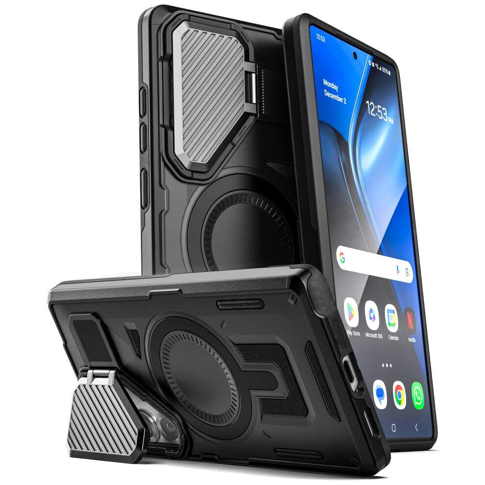 Case With Camera Lens Protector, Shockproof Duallayer Cover With Metal Kickstand, Magsafe Compatible For Samsung Galaxy A16 Black 9771547558477
