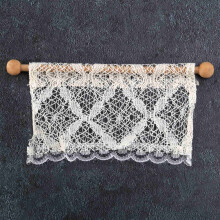 Dollhouse Curtains Miniature Furniture Accessories Window Valance with Rod 1:12 Scale Beige