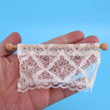 Dollhouse Tende Accessori Per Mobili In Miniatura Finestra Valance Con Asta In Scala 1:12 Beige