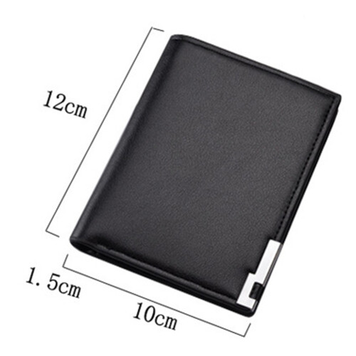 Men's Wallet Pu Leather Double Fold Men's Wallet Casual Close-Fitting Multi-Function Leather Bag Clutch Bag(Black) 2