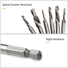 6pcs HSS Drill Tap & Countersink Bit Set 1/4” Shank for Soft Metal & Wood Use