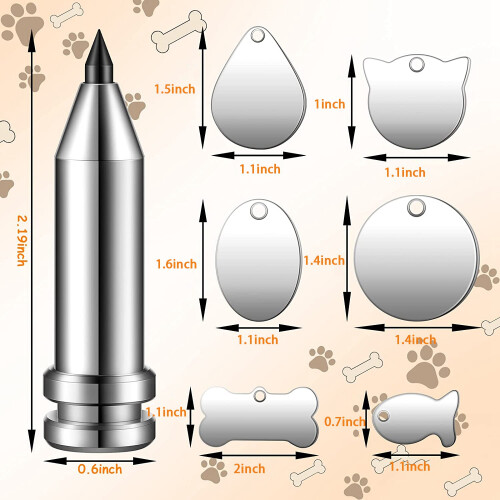Engraving Tip Etching Tool Engraving Tool with 6 Pcs Assorted Metal Stamping Blanks Compatible with Explore, Air, Air 2 1