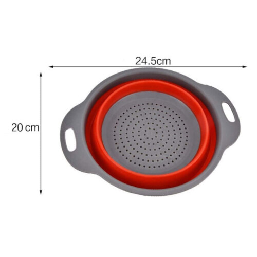 Red Collapsible Kitchen Colander Silicone Strainer Dishwasher Safe Approved 2