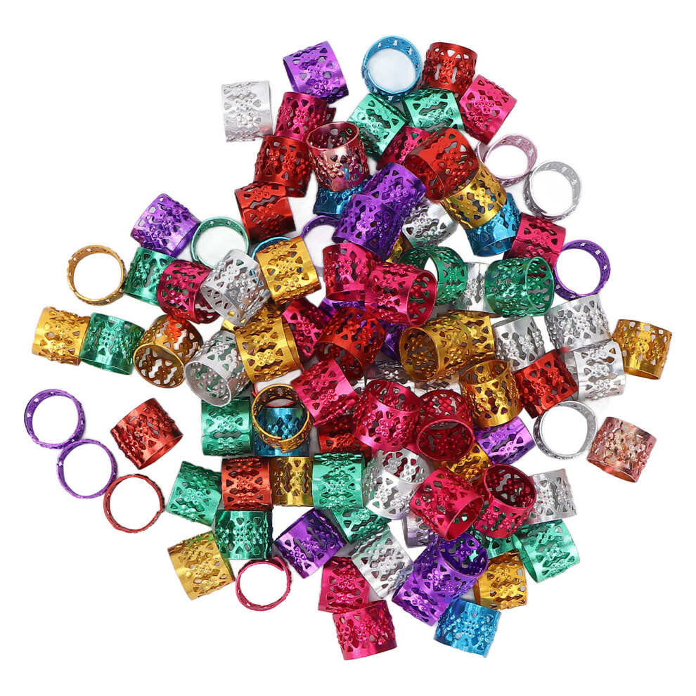 Unisex 100Pcs Aluminum Colorful Dreadlocks Beads Hair Braid Rings For Festivals & Weddings