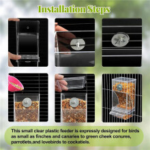 4 PCS Bird Feeders Bird Feeding Cage Transparent Parakeet Seed Container Food Feeder