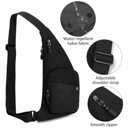 Nylon Sling Bag Brusttasche Schwarz Leicht 2