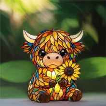 Lampada da Comodino A Forma di Mucca In Resina Colorata, Luce Notturna A Forma di Girasole In Resina, per Camera da Letto, Soggiorno, Decorazione per