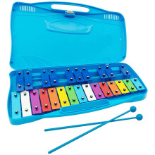 25 Note Glockenspiel Xylophone with Mallets, Chromatic Tuning, Blue Aluminium Keys for Beginners