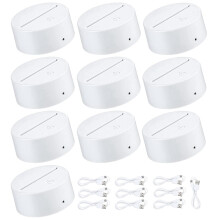 10 Pcs 7 Colors Touch Lamp Base 3D Night LED Light Lamp Base LED Lamp Holder Display Stand for Acrylic White