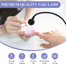 2X UV LED Nail Lamp - LED Nail Lamp Gel X Lamp for Nails with Securing Clip Rotatable LED Light, Black