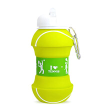 550 Ml Sport Silikon Falten Wasserflasche, Tragbarer Wasserkocher, Reise Picknick, Weihnachtsgeschenk für Erwachsene Kinder (Tennis)